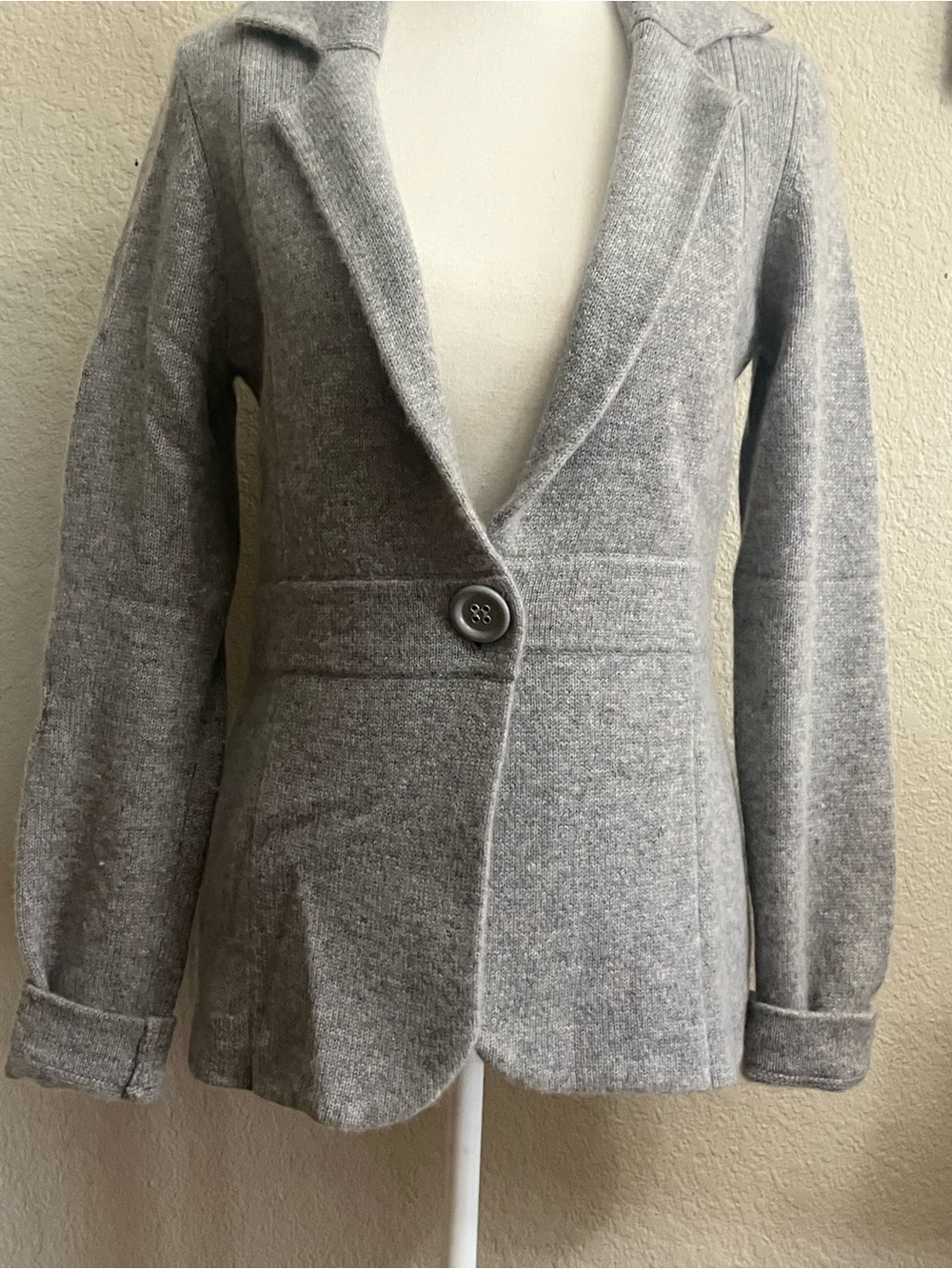 Neiman Marcus Light Gray 100% Cashmere Sweater Blazer Jacket Size:S